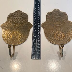HAMSA Brass Hand Hooks, Set of 2